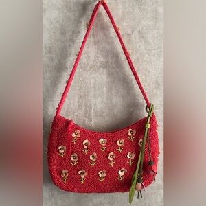 Vera Bradley Mini Roxbury Mini Coral Ivory Grn Poppies Shoulder Satchel HandBag